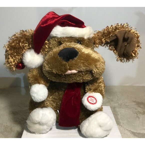 Dan Dee Holiday Plush Singing Dog With Santa Hat & Scarf - Picture 3 of 11